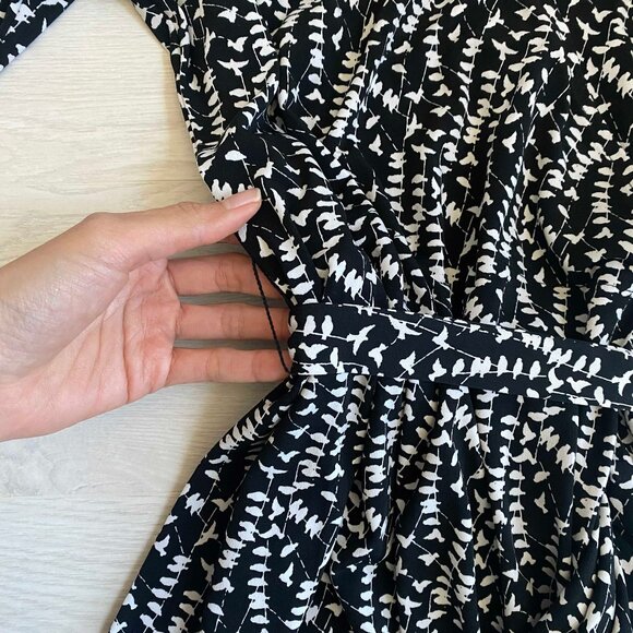 Brooks Brothers Bird Print Surplice Faux Wrap V neck Shirt Dress Sz S Career - Picture 11 of 12